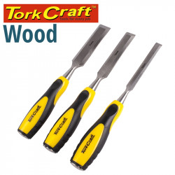 WOOD CHISEL 140MM BLADE 3PC 13/19/25 WITH PVC HANDLE