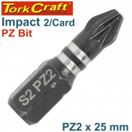 IMPACT POZI.2 X 25MM INS.BIT 2/CARD PZ2